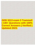 GEB 3213 exam 3 Trammell | 140+ Questions with 100% Correct Answers | Verified | Updated 2023.