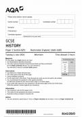 2024 AQA GCSE HISTORY Paper 2 Section B/D (8145/2B/D: Restoration England, 1660-1685)