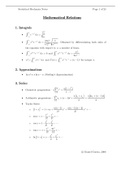 Statistical Mechanics (8.333) - Mathematical Relations, 2008 Notes