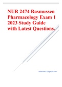 NUR 2474 Rasmussen Pharmacology Exam 1 2023 Study Guide with Latest Questions.