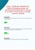 Exam 3: NURS 660/ NURS660 (New 2024/ 2025 Update) Psychopharmacology and Advanced Mental Health  Review with Qs & As| 100% Correct| Grade A (Verified Answers) - Maryville