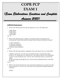 COPR PCP EXAM 1 (Exam Elaborations Questions and Complete Answers 2023)