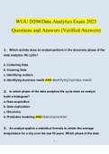 WGU D204 Data Analytics Exam 2023 Questions and Answers (Verified Answers)