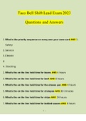 Taco Bell Shift Lead Exam 2023 Questions and Answers (Verified Answers by Expert)