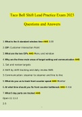 Taco Bell Shift Lead Practice Exam 2023 Questions and Answers (Verified Answers by Expert)