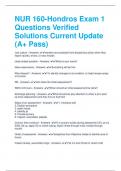 NUR 160-Hondros Exam 1 Questions Verified Solutions Current Update (A+ Pass)