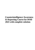 Counterintelligence Awareness and Reporting Course for DOD 2023 with complete solution