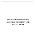 Test Bank for Hole’s Human Anatomy & Physiology, 16th Edition, Charles Welsh, Cynthia Prentice-Craver, ISBN10: 1260265226, ISBN13: 9781260265224