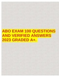 ABO EXAM 100 QUESTIONS AND VERIFIED ANSWERS 2023 GRADED A+.