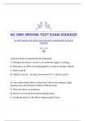 NC DMV DRIVING TEST EXAM 20242025 WITH GUARANTEED ACCURATE ANSWERS