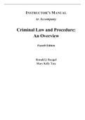 Criminal Law and Procedure An Overview, 4e Ronald Bacigal, Mary Kelly Tate (Instructor Manual with Test Bank)