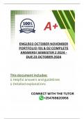 ENG1503 October November PORTFOLIO (COMPLETE ANSWERS) Semester 2 2024 - DUE 23 October 2024; 100% TRUSTED Complete, trusted solutions and explanations. 