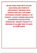 NR 601 FINAL EXAM WITH ACTUAL QUESTIONS AND COMPLETE 100%CORRECT ANSWERS WITH VERIFIED AND WELL EXPLAINED  RATIONALES ALREADY GRADED A+ BY EXPERTS  |LATEST VERSION 2024 WITH GUARANTEED SUCCESS AFTER DOWNLOAD  ALREADY PASSED!!!!!!! (PROVEN ITS ALL YOU NEED