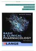 TEST BANK For Basic and Clinical Pharmacology, 14th Edition by Bertram G. Katzung, Verified Chapters 1 - 66, Complete