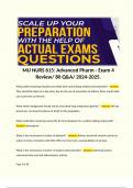 MU NURS 615: Advanced Pharm - Exam 4 Review/ 80 Q&A/ 2024-2025. 