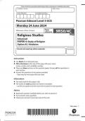  Pearson Edexcel Level 3 GCE Religious Studies Advanced PAPER 4: Study of Religion Option 4C: Hinduism  question paper june 2024  9rs0-4c