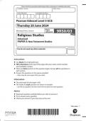  Pearson Edexcel Level 3 GCE Religious Studies Advanced PAPER 3: New Testament Studies  question paper 2024 june 9rso/03