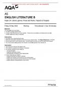 AQA JUNE 2024 AS ENGLISH LITERATURE B 7716/2A Paper 2A Literary genres: Prose and Poetry: Aspects of tragedy MERGED QUESTION PAPER> MARK SCHEME>INSERT> 100% GUARANTEE 