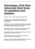 Psychology 1010 Ohio University Hoyt Exam -2 questions and answers