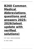 B260 Common Medical Abbreviations questions and answers 2025-2026(latest update 