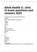 Adult Health II - Unit IV questions and answers 2024.