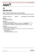 AQA JUNE 2024 AS SOCIOLOGY 7191/2 Paper 2 Research Methods and Topics in Sociology MERGED QUESTION PAPER> MARK SCHEME>INSERT> 100% GUARANTEE 