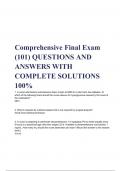 Comprehensive Final Exam (101) QUESTIONS AND ANSWERS WITH COMPLETE SOLUTIONS 100% 1. A nurse administers subcutaneous lispro insulin at 0800 to a client who has diabetes. At which of the following times should the nurse observe for hypoglycemia caused by 