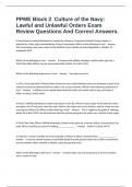 PPME Block 2  Culture of the Navy: Lawful and Unlawful Orders Exam Review Questions And Correct Answers.