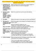 End of Semester Test: English 12A (PLATO) Test with Verified Answers Graded A+