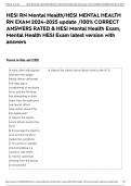 HESI RN Mental Health/HESI MENTAL HEALTH RN EXAM 2024-2025 update /100% CORRECT ANSWERS RATED & HESI Mental Health Exam, Mental Health HESI Exam latest version with answers