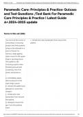 Paramedic Care: Principles & Practice: Quizzes and Test Questions /Test Bank For Paramedic Care Principles & Practice | Latest Guide A+.2024-2025 update