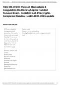 NSG 561-Unit II: Platelet, Hemostasis & Coagulation DA Review/Sophia Hadded Focused Exam- Pediatric GAS Pharyngitis-Completed Shadow Health.2024-2025 update