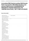 Accounting 3300 final/Accounting 3300 Ricardo Pasta Case Solution (REVISED) Questions and Answers 100%Correct./COMPREHENSIVE FREQUENTLY TESTED QUESTIONS AND VERIFIED SOLUTIONS / GET IT 100% ACCURATE