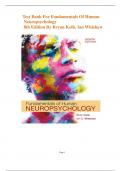 Test Bank for Fundamentals of Human Neuropsychology 8th Edition By Bryan Kolb, Ian Whishaw| All Chapters Included | Answer Key | Newest Edition  2024