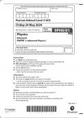  Pearson Edexcel Level 3 GCE Physics Advanced PAPER 1: Advanced Physics I question paper 2024 june  9ph0-01