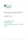  Pearson Edexcel GCE In Politics (9PL0) Paper 3B: Comparative Politics – Global Politics mark scheme june 2024  9pl0-3b