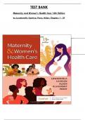 TEST BANK - Maternity and Women's Health Care 13th Edition by Lowdermilk & Perry. All 37 Chapters  Complete, Verified Edition