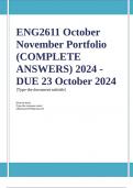 ENG2611 October November Portfolio (COMPLETE ANSWERS) 2024 - DUE 23 October 2024; 100% TRUSTED Complete, trusted solutions and explanations.. Ensure your success with us... 