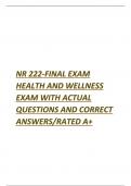 NR 222-FINAL EXAM HEALTH AND WELLNESS EXAM WITH ACTUAL QUESTIONS AND CORRECT ANSWERS