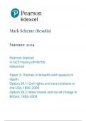  Pearson Edexcel In GCE History (9HI0/39) Advanced Paper 3: Themes in breadth with aspects in depth Option 39.1: Civil rights and race relations in the USA, 1850–2009 Option 39.2: Mass media and social change in Britain, 1882–2004 mark scheme june 2024