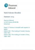 AQA Pearson Edexcel In GCE History (9HI0/38) Advanced Paper 3: Themes in breadth with aspects in depth Option 38.1: The making of modern Russia, 1855-1991 Option 38.2: The making of modern China, 1860–1997 mark scheme 2024 june 9hio/38 