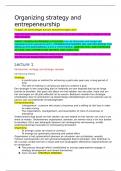 Lectures and lecture notes Organizing Strategy and Entrepeneurship (440807-M-6) 