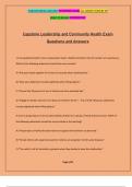 Capstone Leadership and Community Health Exam Questions and Answers