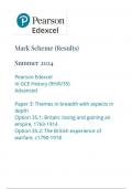 AQA Pearson Edexcel In GCE History (9HI0/35) Advanced Paper 3: Themes in breadth with aspects in depth Option 35.1: Britain: losing and gaining an empire, 1763-1914 Option 35.2: The British experience of warfare, c1790-1918  mark scheme june 2024 9hio/35