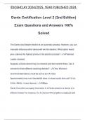 Dante Certification Level 2 (2nd Edition) Exam Questions and Answers 100% Solved