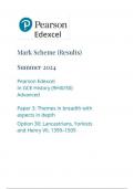  Pearson Edexcel In GCE History (9HI0/30) Advanced Paper 3: Themes in breadth with aspects in depth Option 30: Lancastrians, Yorkists and Henry VII, 1399–1509 mark scheme june 2024 9hio/30