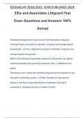 Ellis and Associates Lifeguard Test Exam Questions and Answers 100% Solved