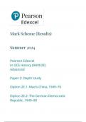  Pearson Edexcel In GCE History (9HI0/2E) Advanced Paper 2: Depth study Option 2E.1: Mao’s China, 1949–76 Option 2E.2: The German Democratic Republic, 1949–90 mark scheme june 2024 9hio/2e