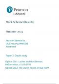 AQA Pearson Edexcel in GCE History (9HI0/2B) Advanced Paper 2: Depth study Option 2B.1: Luther and the German Reformation, c1515-1555 Option 2B.2: The Dutch Revolt, c1563-1609  mark scheme june 2024 9hio/2b