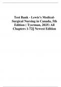 Test Bank - Lewis’s Medical-Surgical Nursing in Canada, 5th Edition ( Tyerman, 2025) All Chapters 1-72|| Newest Edition   ||Complete A+ Guide